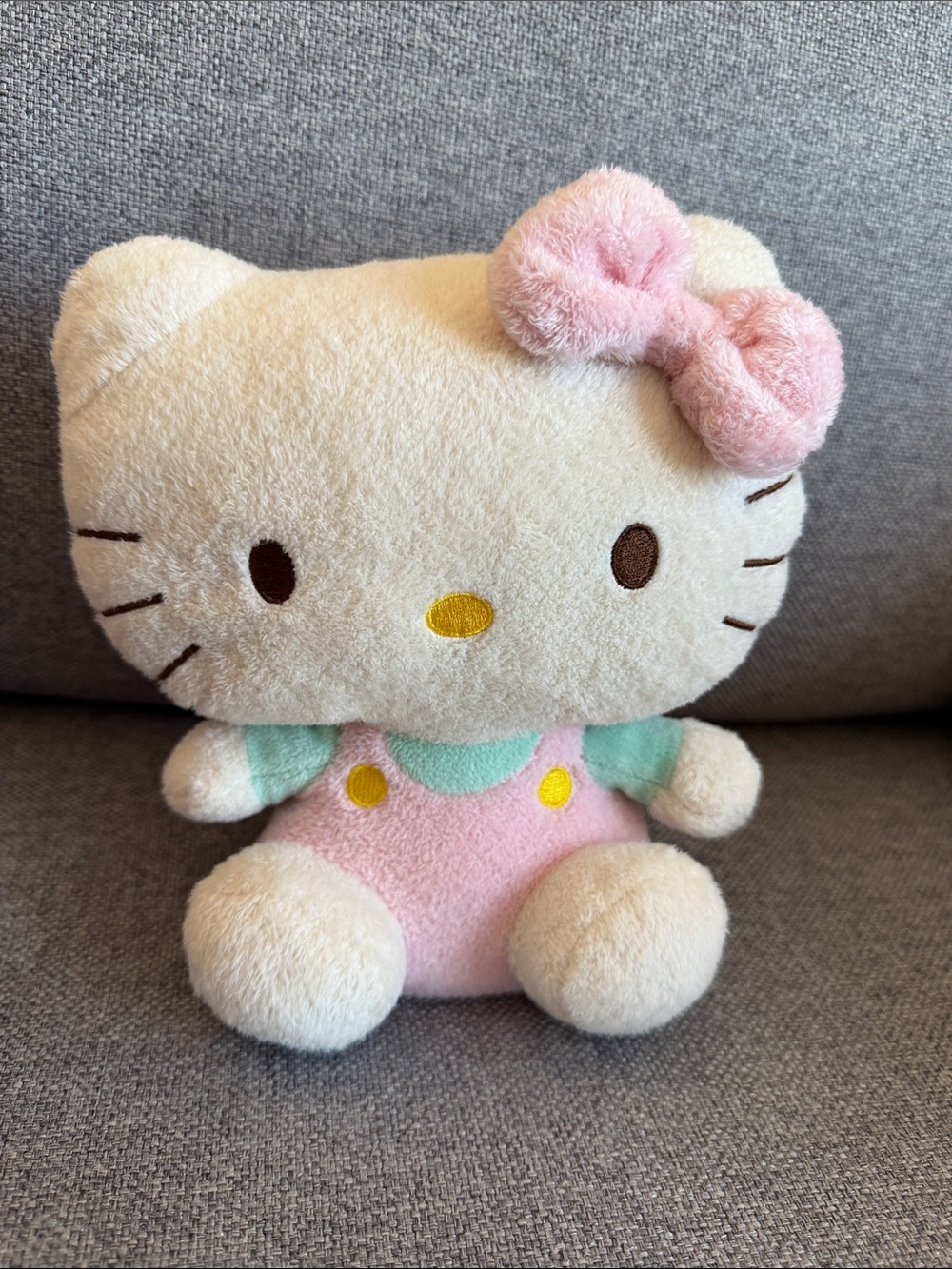 TY Beanie Babies Pluffies Sanrio Hello Kitty 8" Soft Terry Plush Pastel Pink EUC
